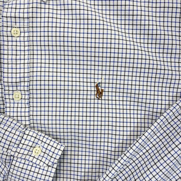 Ralph Lauren Button Down Shirt Mens XXL 2XL Grid Check Flesh Pony Long Sleeve - Picture 3 of 10